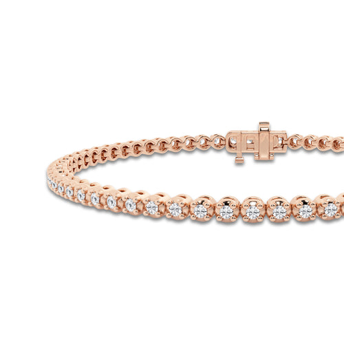 1 ctw Round Lab Grown Diamond Four-Prong Tennis Bracelet - 8 Inches 14K Rose Gold, DE, VS1