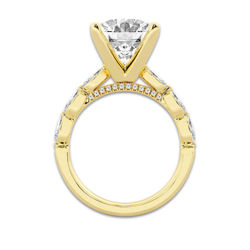 6.48 ctw Oval Lab-Grown Diamond Marquise Side Stone Engagement Ring in 14K Yellow Gold for Women | Colorless E, VS1 Clarity, IGI Certified 6.00 ct Center Diamond