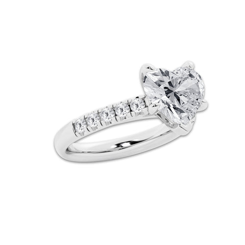 3.93 ctw Heart Lab-Grown Diamond Pave Engagement Ring in Platinum for Women | E Color, VS1 Clarity, IGI Certified 3.50 ct Center Diamond