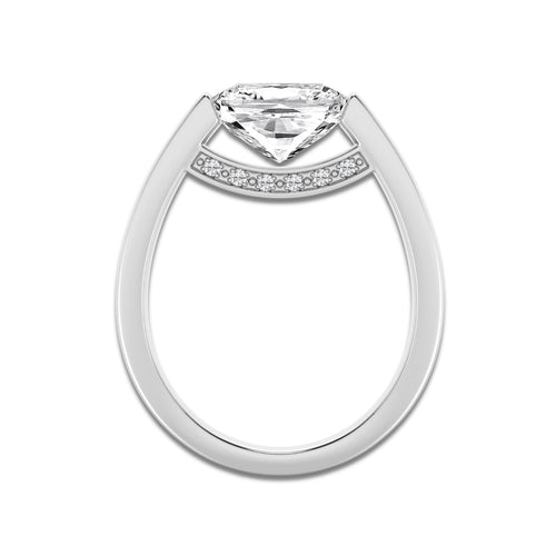 Veronica 3 1/2 ctw Elongated Cushion Lab Grown Diamond Side Stone Engagement Ring 14K White Gold, D, VVS | IGI Certified, 3 ct Center