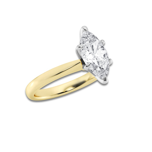 2.00 ctw Marquise Lab-Grown Diamond Solitaire Engagement Ring in 14K White Gold And Yellow Gold for Women | Colorless D, VVS1 Clarity, IGI Certified