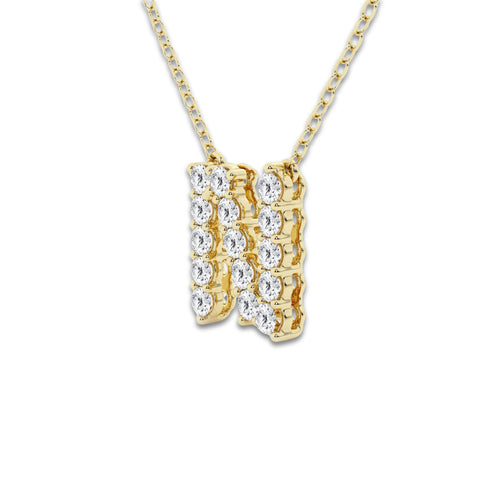 2/5 ctw Round Lab Grown Diamond Initial N Personalized Pendant 14K Yellow Gold, DE, VS1