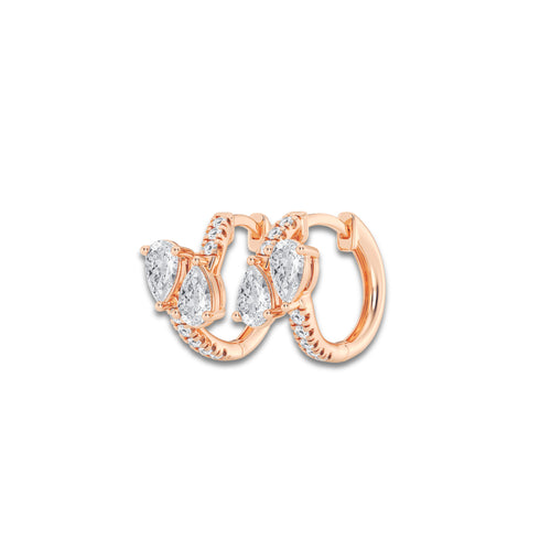 1 1/2 ctw Pear Lab Grown Diamond Bypass Huggie Hoop Earrings 14K Rose Gold, DE, VS1