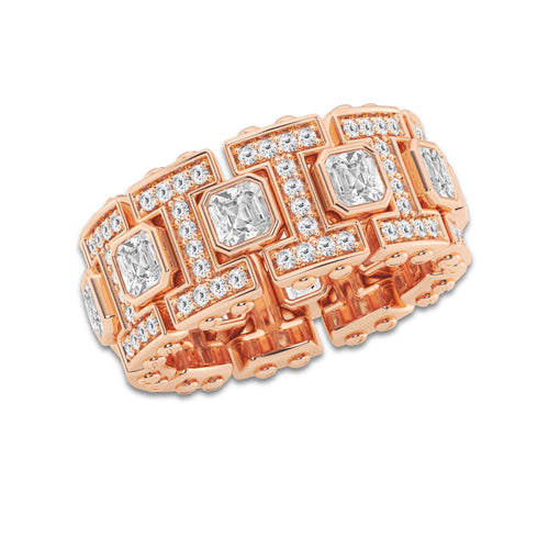 5 ctw Asscher Lab Grown Diamond Eternity Band - 11.2mm Width 14K Rose Gold, DE, VS1