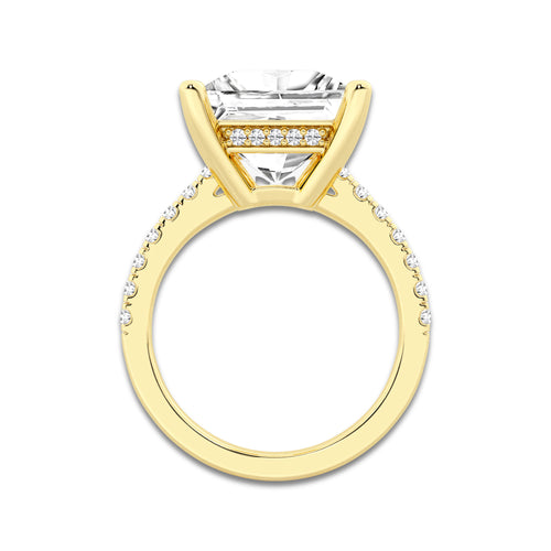 6.37 ctw Princess Lab-Grown Diamond Hidden Halo Side Stone Engagement Ring in 18K Yellow Gold for Women | Colorless E, VS1 Clarity, IGI Certified 6.00 ct Center Diamond