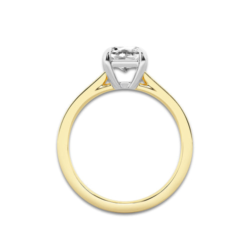 1 1/2 ctw Asscher Lab Grown Diamond Solitaire Engagement Ring 14K Two-Tone White & Yellow Gold, E, VS1 | 1 1/2 ct Center