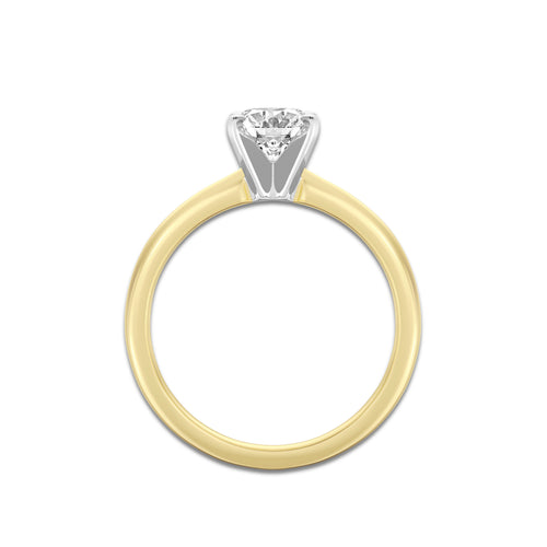 1.00 ctw Oval Lab-Grown Diamond Minimalist Engagement Ring in 14K White Gold And Yellow Gold for Women | D Color, VVS1 Clarity, IGI Certified