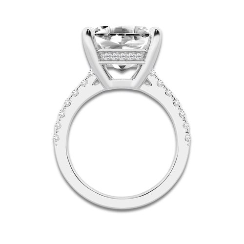 7.40 ctw Asscher Lab-Grown Diamond Hidden Halo Side Stone Engagement Ring in Platinum for Women | Colorless D, VVS1 Clarity, IGI Certified 7.00 ct Center Diamond