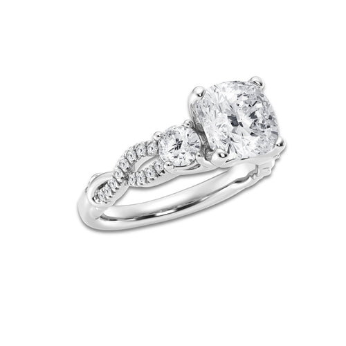5.61 ctw Cushion Lab-Grown Diamond Side Stone Engagement Ring in 14K White Gold for Women | Colorless E, VS1 Clarity, IGI Certified 5.00 ct Center Diamond