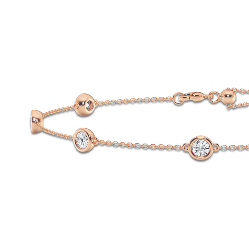 1 3/4 ctw Round Lab Grown Diamond Anklet 14K Rose Gold, DE, VS1