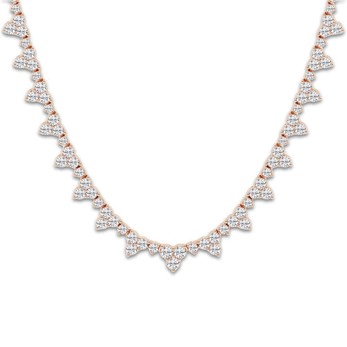 11 1/3 ctw Round Lab Grown Diamond Graduated Bib Necklace 14K Rose Gold, DE, VS1