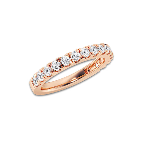 Julia 3/4 ctw Round Lab Grown Diamond Prong Set Wedding Band 14K Rose Gold, DE, VS1
