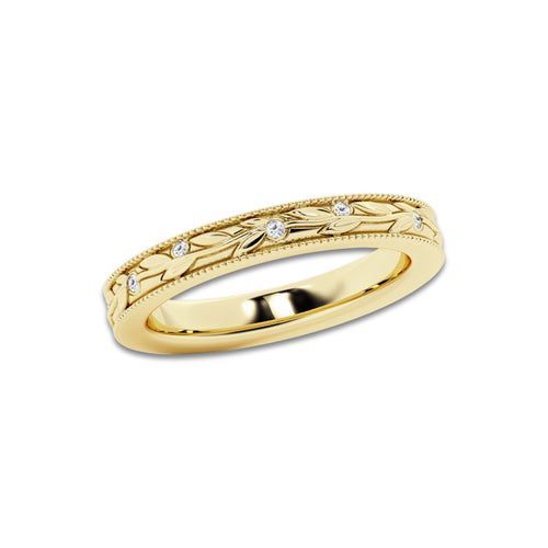Elena 1/10 ctw Round Lab Grown Diamond Wedding Band 14K Yellow Gold, DE, VS1