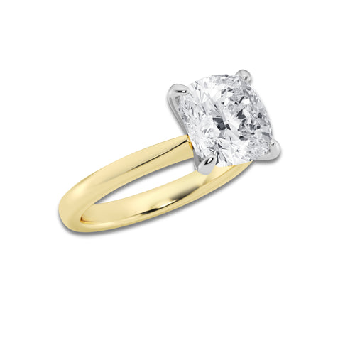 3.00 ctw Cushion Lab-Grown Diamond Solitaire Engagement Ring in 14K White Gold And Yellow Gold for Women | Colorless D, VVS1 Clarity, IGI Certified