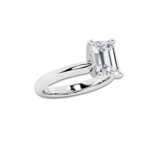 2.50 ctw Emerald Lab-Grown Diamond Minimalist Engagement Ring in 14K White Gold for Women | D Color, VVS1 Clarity, IGI Certified