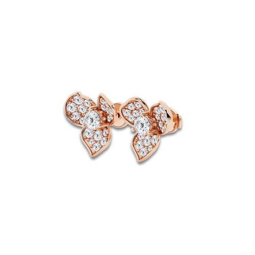 2 ctw Round Lab Grown Diamond Pave Flower Earrings 14K Rose Gold, DE, VS1
