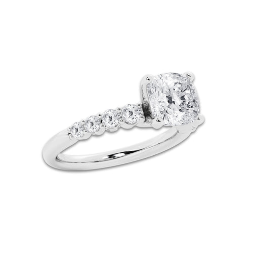3.54 Ct Pear Lab-Grown Diamond Half Eternity Engagement Ring in 14K White Gold for Female, Colorless (E), VS1 Clarity | IGI Certified, 3.00 Ct Center Diamond