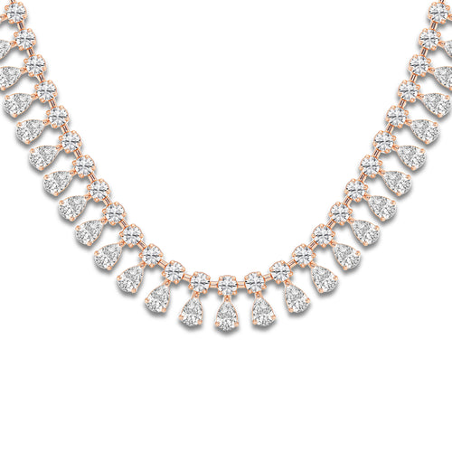 15 1/2 ctw Pear Lab Grown Diamond Choker Necklace 14K Rose Gold, DE, VS1