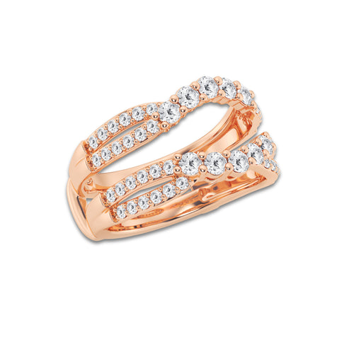 Camila 1 ctw Round Lab Grown Diamond Graduated Crossover Ring Enhancer 14K Rose Gold, DE, VS1