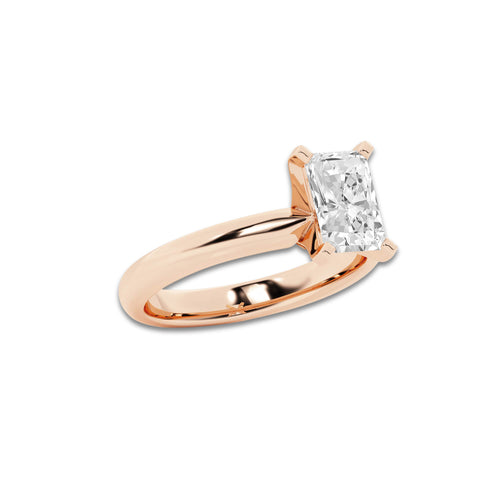 1.50 ctw Radiant Lab-Grown Diamond Minimalist Engagement Ring in 14K Rose Gold for Women | E Color, VS1 Clarity, IGI Certified