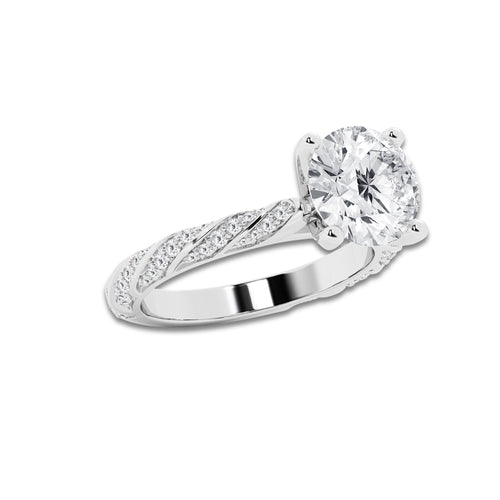 7.42 ctw Round Lab-Grown Diamond Twisted Band Engagement Ring in Platinum for Women | Colorless E, VS1 Clarity, IGI Certified 7.00 ct Center Diamond