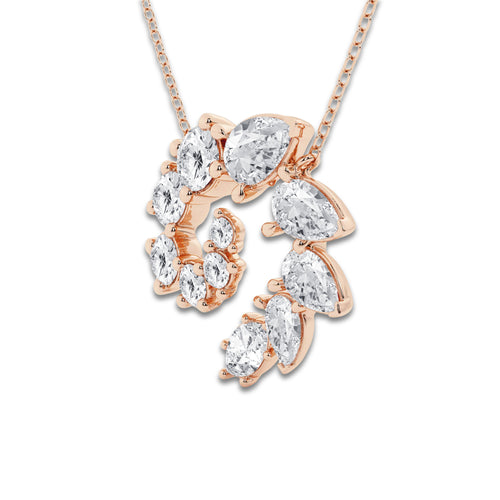 3 ctw Multi-Shape Lab Grown Diamond Swirl Pendant 14K Rose Gold, DE, VS1