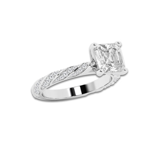2.94 ctw Asscher Lab-Grown Diamond Twisted Band Engagement Ring in Platinum for Women | Colorless D, VVS1 Clarity, IGI Certified 2.50 ct Center Diamond