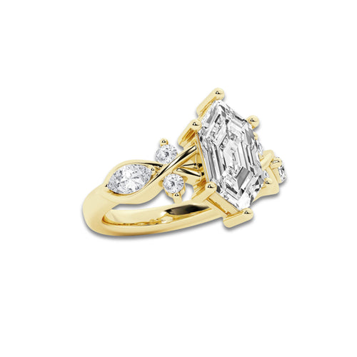 Laura 2 2/5 ctw Dutch Marquise Lab Grown Diamond Side Stone Engagement Ring 14K Yellow Gold, D, VVS | IGI Certified, 2 ct Center