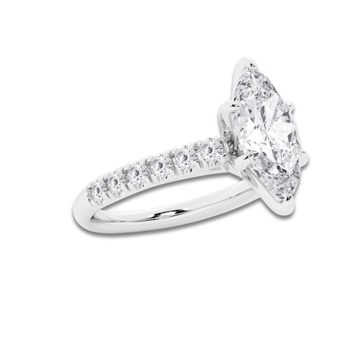 2.41 ctw Marquise Lab-Grown Diamond Pave Engagement Ring in 14K White Gold for Women | D Color, VVS1 Clarity, IGI Certified 2.00 ct Center Diamond