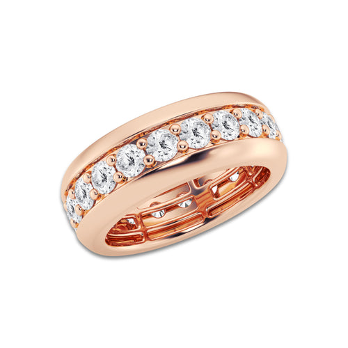 4 ctw Round Lab Grown Diamond Pave Set Eternity Band - 8.5mm Width 14K Rose Gold, DE, VS1