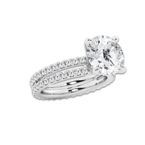 6.22 ctw Round Lab-Grown Diamond Double Row Diamond Engagement Ring in Platinum for Women | Colorless D, VVS1 Clarity, IGI Certified 5.00 ct Center Diamond