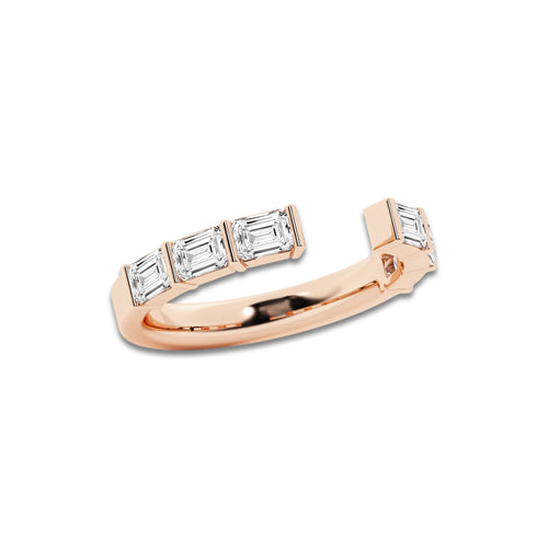 Janet 1 ctw Emerald Lab Grown Diamond Channel Set Nesting Wedding Band 14K Rose Gold, DE, VS1