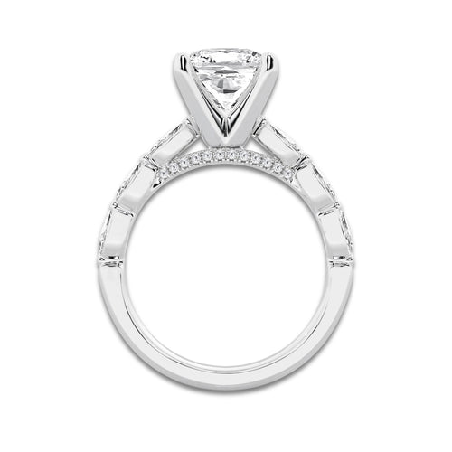8.48 ctw Cushion Lab-Grown Diamond Marquise Side Stone Engagement Ring in Platinum for Women | Colorless E, VS1 Clarity, IGI Certified 8.00 ct Center Diamond