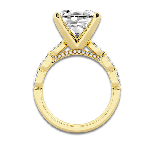 8.48 ctw Asscher Lab-Grown Diamond Marquise Side Stone Engagement Ring in 14K Yellow Gold for Women | Colorless D, VVS1 Clarity, IGI Certified 8.00 ct Center Diamond