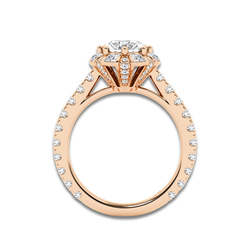 Verve 3 3/8 ctw Oval Lab Grown Diamond with Princess Cut Halo Engagement Ring 14K Rose Gold, D, VVS | IGI Certified, 2 ct Center