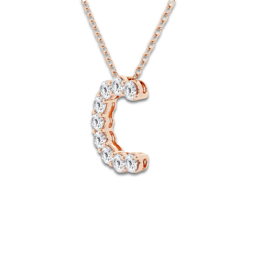 2/5 ctw Round Lab Grown Diamond Initial C Personalized Pendant 14K Rose Gold, DE, VS1