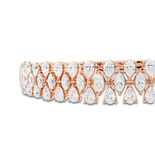 5 3/4 ctw Marquise and Pear Lab Grown Diamond Bangle Bracelet 7 Inches 18K Rose Gold, DE, VS1