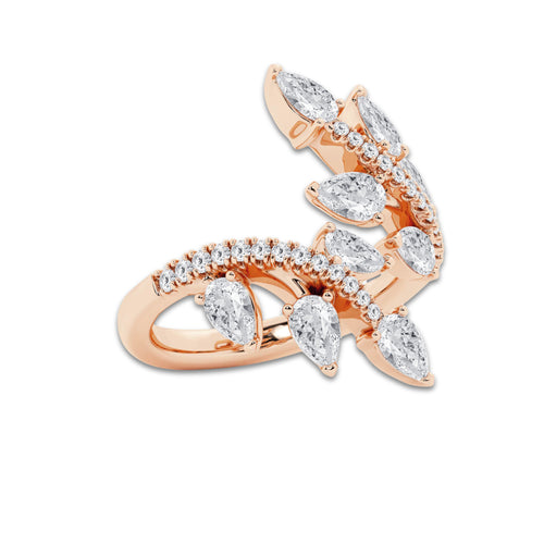 Dreamer 2 ctw Pear Lab Grown Diamond Leaf Bypass Ring 14K Rose Gold, DE, VS1