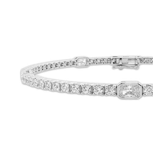 näas Empowering 4 1/2 ctw Radiant Lab Grown Diamond Tennis Bracelet - 7 Inches Platinum, F, VS2
