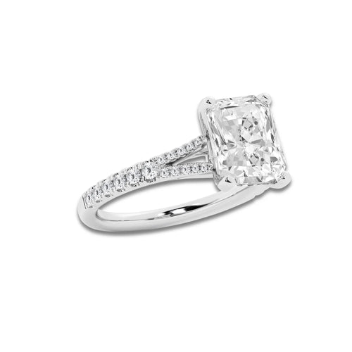 8.66 ctw Radiant Lab-Grown Diamond Split Shank Side Stone Engagement Ring in 14K White Gold for Women | Colorless D, VVS1 Clarity, IGI Certified 8.00 ct Center Diamond