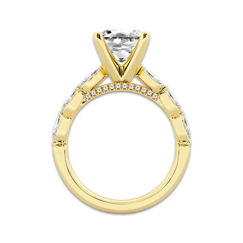 6.48 ctw Asscher Lab-Grown Diamond Marquise Side Stone Engagement Ring in 14K Yellow Gold for Women | Colorless E, VS1 Clarity, IGI Certified 6.00 ct Center Diamond