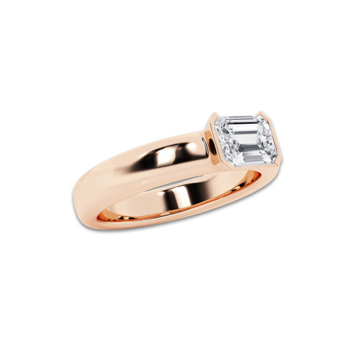 Minuet näas 1 ctw Emerald Lab Grown Diamond Half Bezel Stackable Ring 14K Rose Gold, DE, VS1 | IGI Certified, 1 ct Center