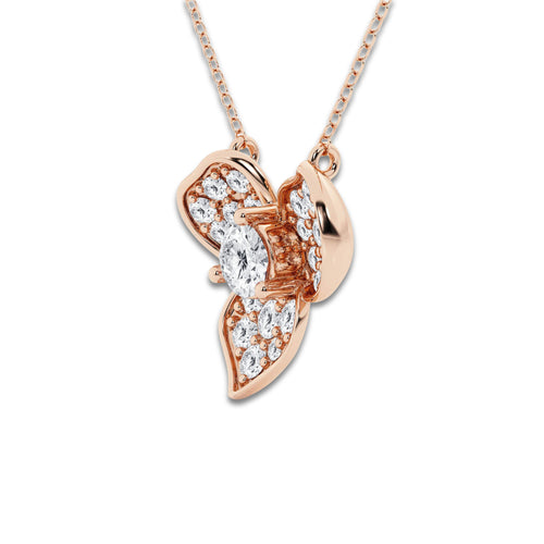 1 ctw Round Lab Grown Diamond Pave Flower Pendant 14K Rose Gold, DE, VS1 | 2/5 ct Center