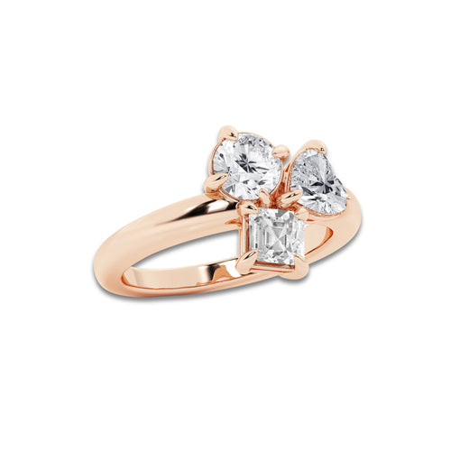 Ballade 2 ctw Mosaic Three Stone Ring 14K Rose Gold, DE, VS1