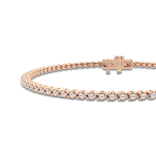 1 ctw Round Lab Grown Diamond Three-Prong Tennis Bracelet - 6 Inches 14K Rose Gold, DE, VS1