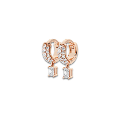 näas Bombë 1/3 ctw Radiant Lab Grown Diamond Third Piercing Huggie Hoop Earrings 14K Rose Gold, DE, VS1