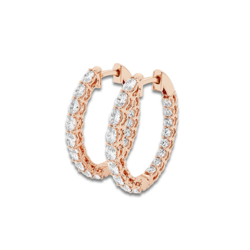 2 ctw Oval Lab Grown Diamond Inside Out Hoop Earrings 14K Rose Gold, DE, VS1