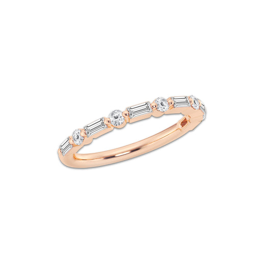 Aubrey 1/2 ctw Round and Baguette Lab Grown Diamond Eleven Stone Wedding Band 14K Rose Gold, DE, VS1