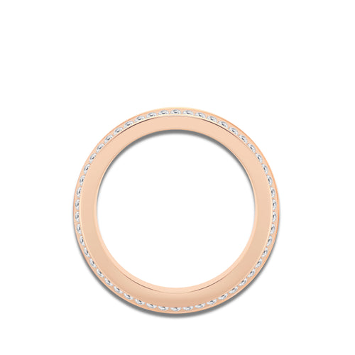 1 ctw Round Lab Grown Diamond 7mm Beveled Edge Satin Finish Eternity Band 14K Rose Gold, DE, VS1