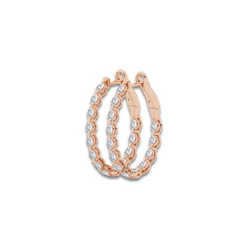 2 ctw Oval Lab Grown Diamond Inside Out Hoop Earrings 14K Rose Gold, DE, VS1